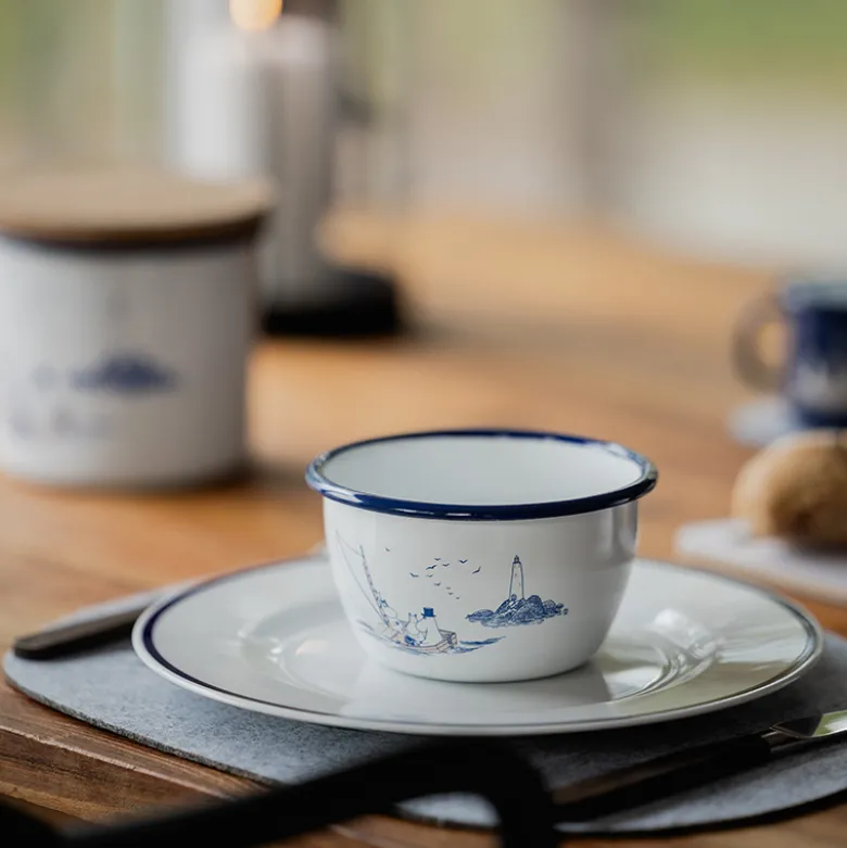 Mumi by Muurla søfolk emaljeskål hvid/blå 60 cl
