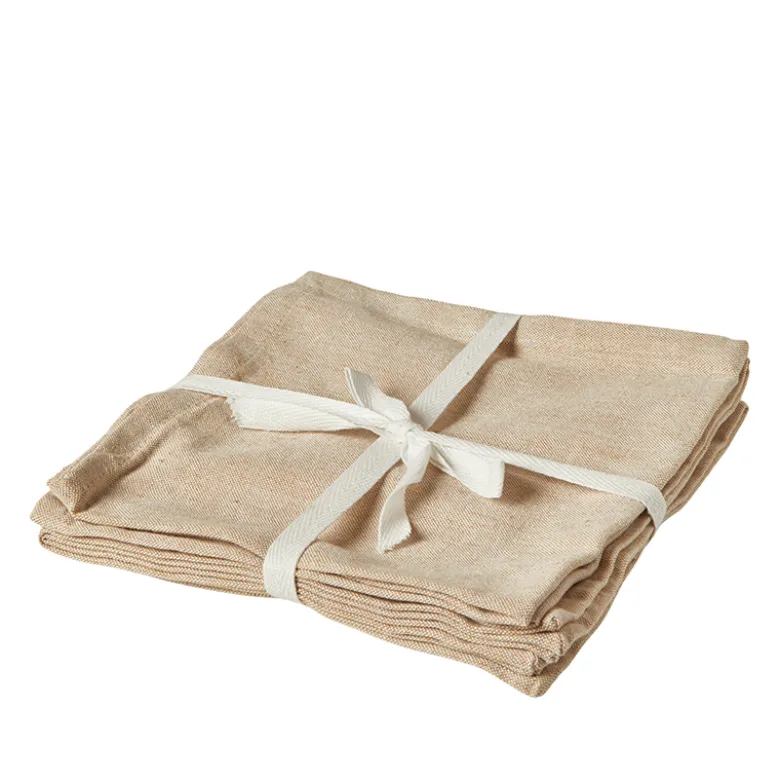 Mundserviet bomuld beige 40x40 cm 4 stk.