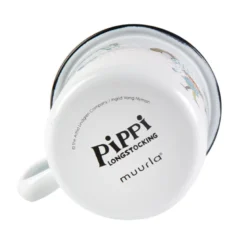 Muurla Pippi/hest emaljekrus hvid 25 cl