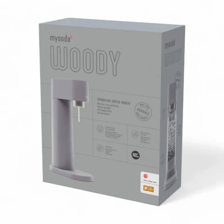 MySoda Woody sodavandsmaskine grå inkl. flaske + kulsyrepatron