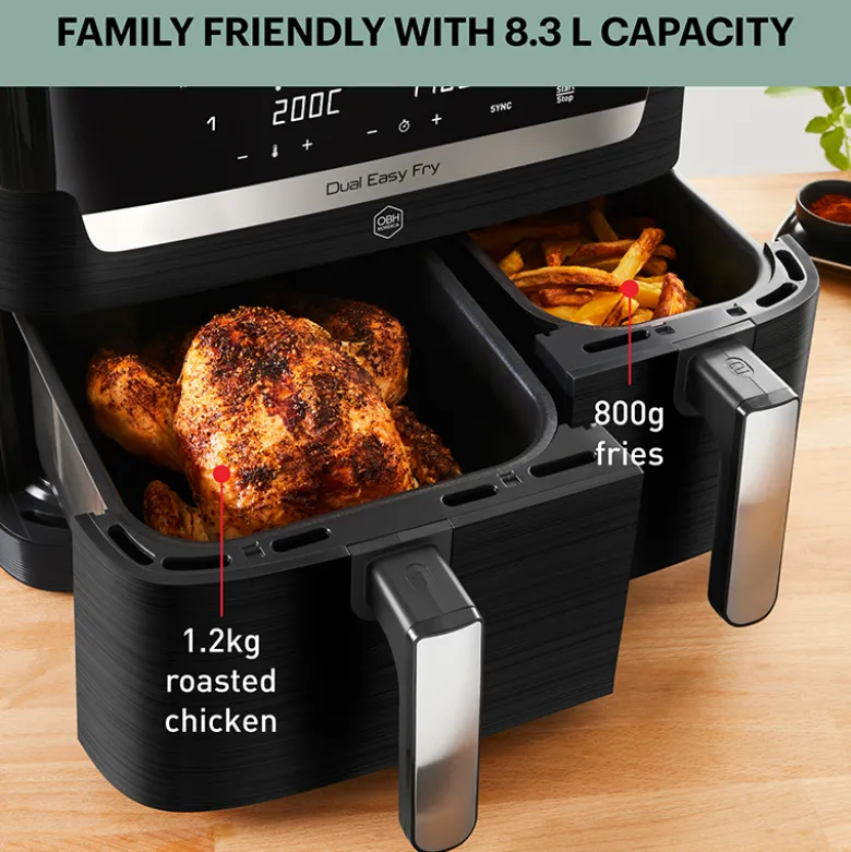 OBH Nordica Dual Easy Fry & Grill airfryer black