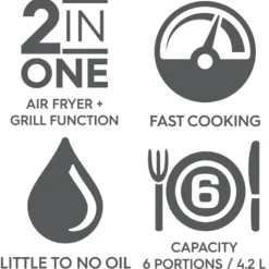 OBH Nordica Easy Fry & Grill Classic 2in1 airfryer black 4,2 liter