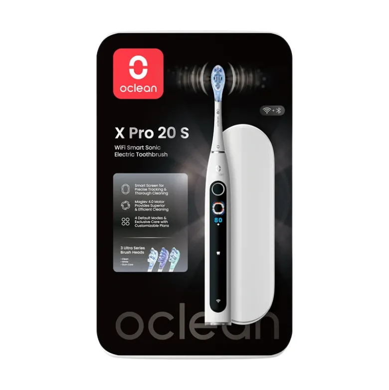 Oclean X Pro 20 elektrisk tandbørste hvid med 3 børstehoveder