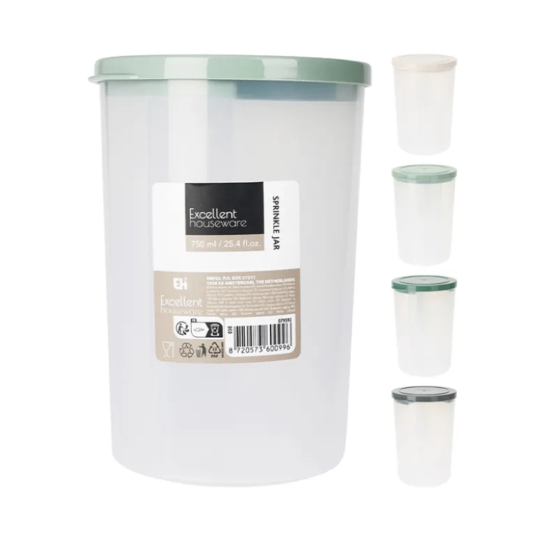 Opbevaringsboks rund med 3 rum og låg H 18 cm assorterede farver
