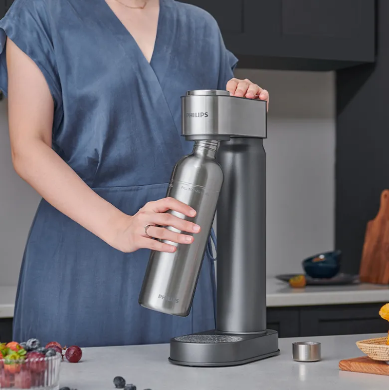 Philips GoZero sodavandsmaskine stål inkl. CO2-flaske