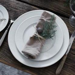 Pillivuyt Plissé flad tallerken hvid Ø 22 cm