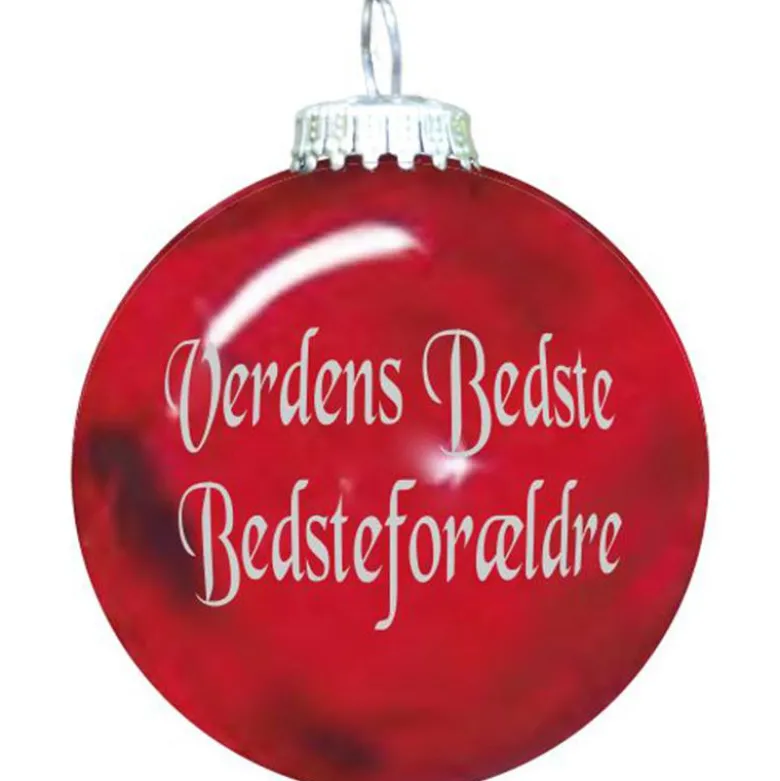 Rolsted Copenhagen verdens bedste bedsteforældre julekugle rød 6,6 cm
