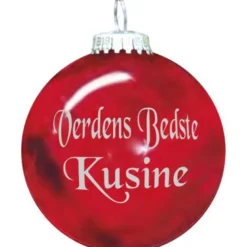 Rolsted Copenhagen Verdens Bedste Kusine julekugle rød 6,6 cm