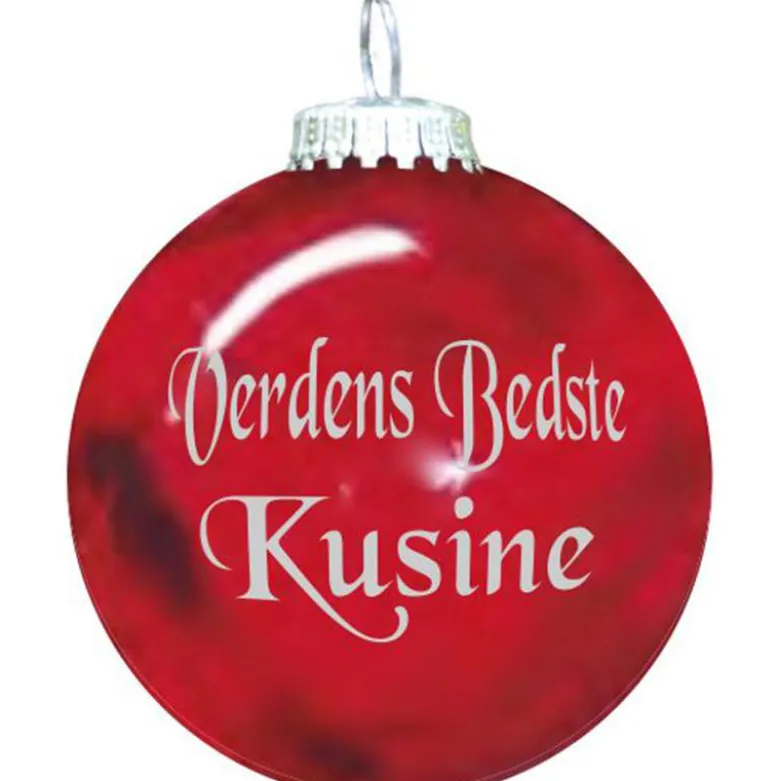 Rolsted Copenhagen Verdens Bedste Kusine julekugle rød 6,6 cm