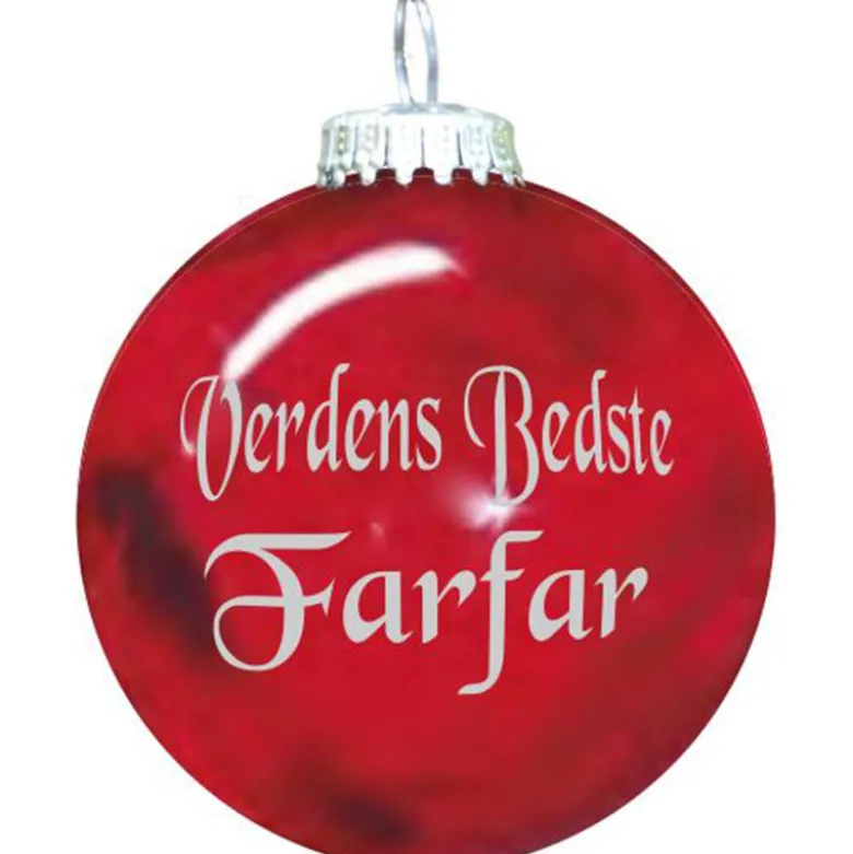 Rolsted Copenhagen Verdens Bedste Farfar julekugle rød 6,6 cm