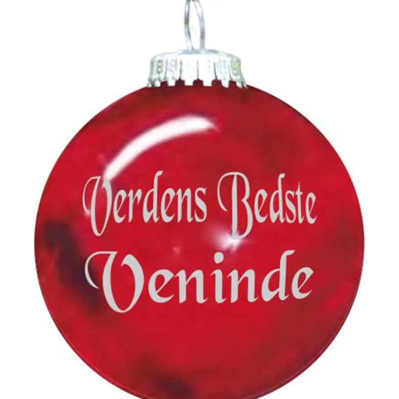 Rolsted Copenhagen verdens bedste veninde julekugle rød 6,6 cm