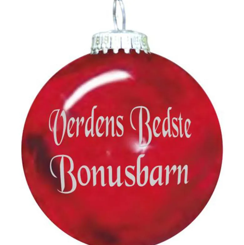 Rolsted Copenhagen Verdens Bedste Bonusbarn julekugle rød 6,6 cm