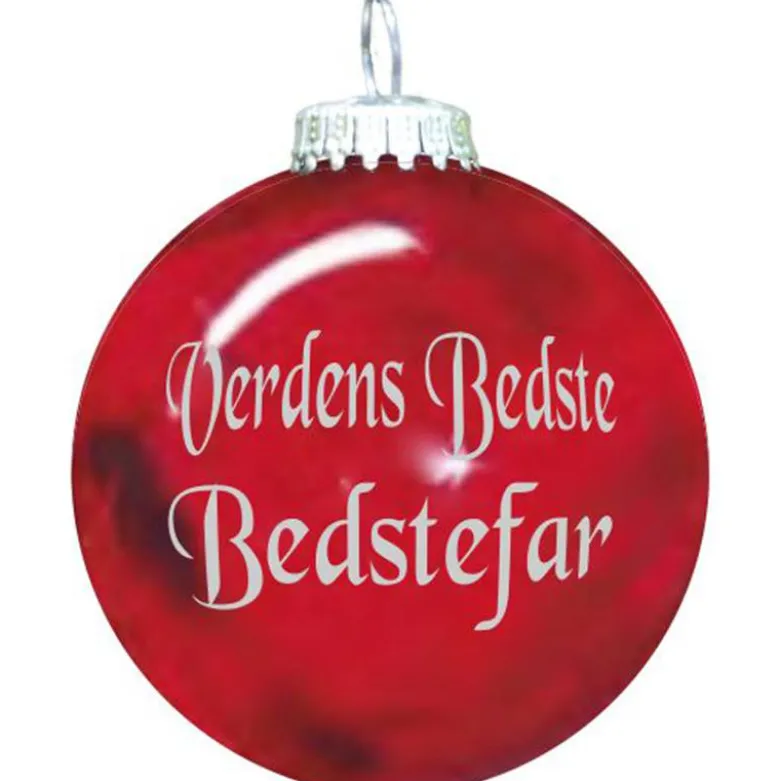 Rolsted Copenhagen Verdens Bedste Bedstefar julekugle rød 6,6 cm