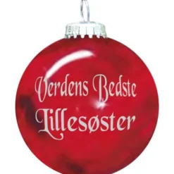 Rolsted Copenhagen Verdens Bedste Lillesøster julekugle rød 6,6 cm