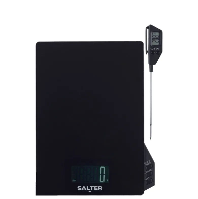 Salter digital køkkenvægt med termometer og timer sort 5 kg