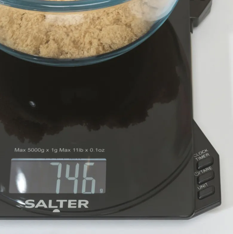 Salter digital køkkenvægt med termometer og timer sort 5 kg
