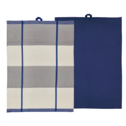 Södahl Blocks viskestykke blå/grå 2 stk 50x70 cm