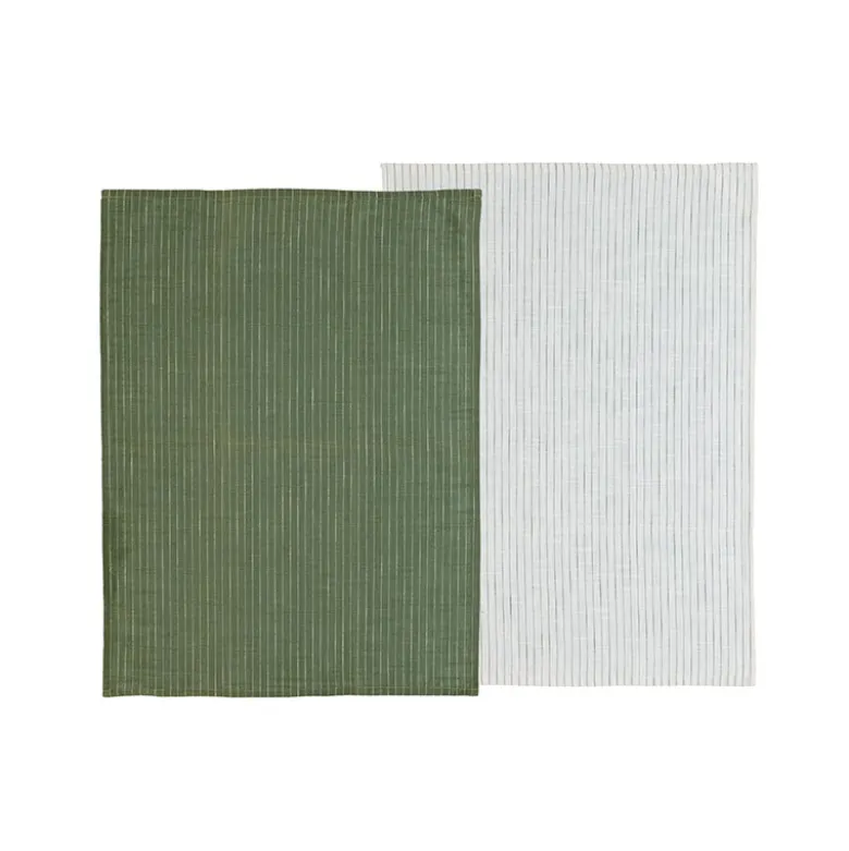 Södahl Organic Line viskestykke 2 stk. olive/white 50x70 cm