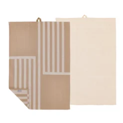 Södahl Reflection viskestykke beige/hvid 70x50 cm 2 stk