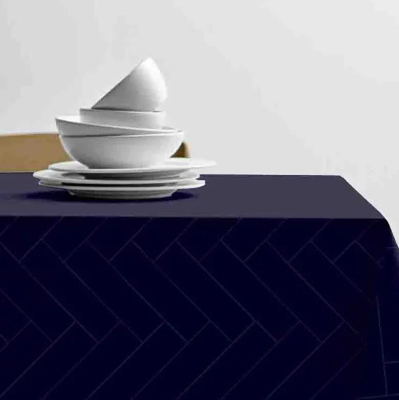 Södahl Tiles Damask dug indigo 140 x 270 cm