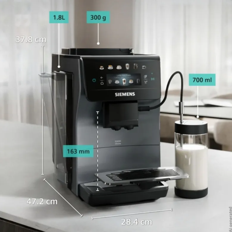 Siemens TP603EM6 EQ600 iAroma fuldautomatisk kaffemaskine sølvmetallic