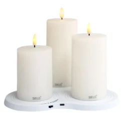 Sirius Sille genopladelig LED bloklys 3 stk. inkl. multicharger