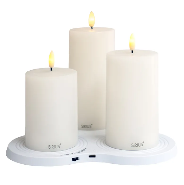 Sirius Sille genopladelig LED bloklys 3 stk. inkl. multicharger