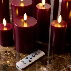 Sirius Sille genopladelig LED bloklys 3 stk. bordeaux