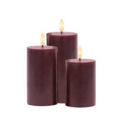 Sirius Sille genopladelig LED bloklys 3 stk. bordeaux