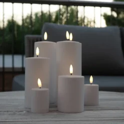 Sirius Sille LED-bloklys varm grå Ø 7,5 x 10 cm