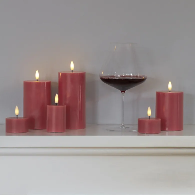 Sirius Sille LED-bloklys vinrød Ø 7,5 x 15 cm