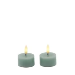 Sirius Sille LED fyrfadslys olivengrøn Ø 4,5 cm H 2,2 cm 2 stk.