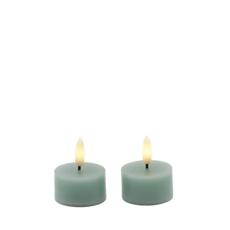 Sirius Sille LED fyrfadslys olivengrøn Ø 4,5 cm H 2,2 cm 2 stk.