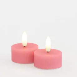 Sirius Sille LED-fyrfadslys rosa 2 stk. Ø 4,5 cm H 2,2 cm