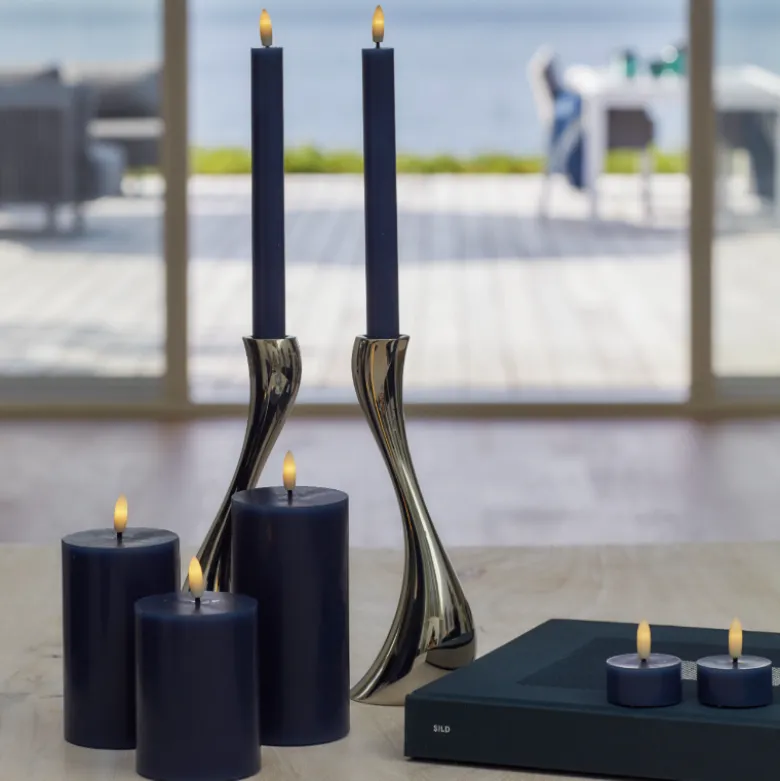 Sirius Sille LED kronelys mørkeblå Ø 2 cm H 25 cm 2 stk.