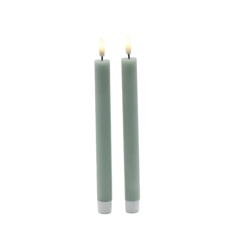 Sirius Sille LED kronelys olivengrøn Ø 2 cm H 25 cm 2 stk.
