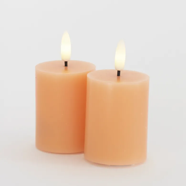 Sirius Sille Mini LED-bloklys abrikos 2 stk. Ø 5 x H 6,5 cm