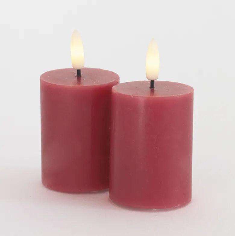 Sirius Sille Mini LED-bloklys rosa 2 stk. Ø 5x6,5 cm
