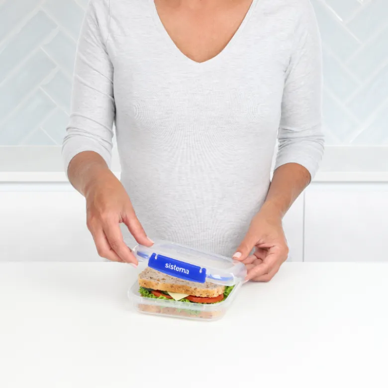 Sistema Klip It Plus Square opbevaringsboks klar 520 ml