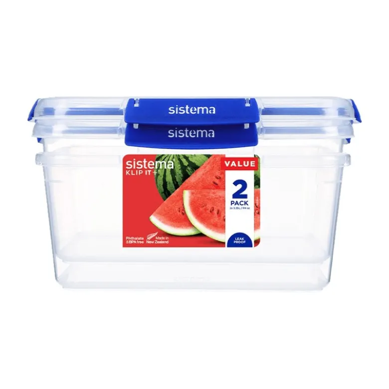 Sistema Rectangle Klip It Plus opbevaringssæt 3,35 liter 2 stk.