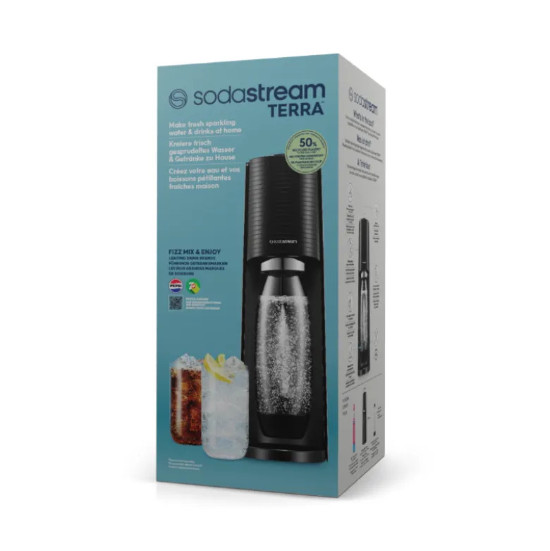 Sodastream Terra danskvandsmaskine sort 1 liter inkl. kulsyrepatron