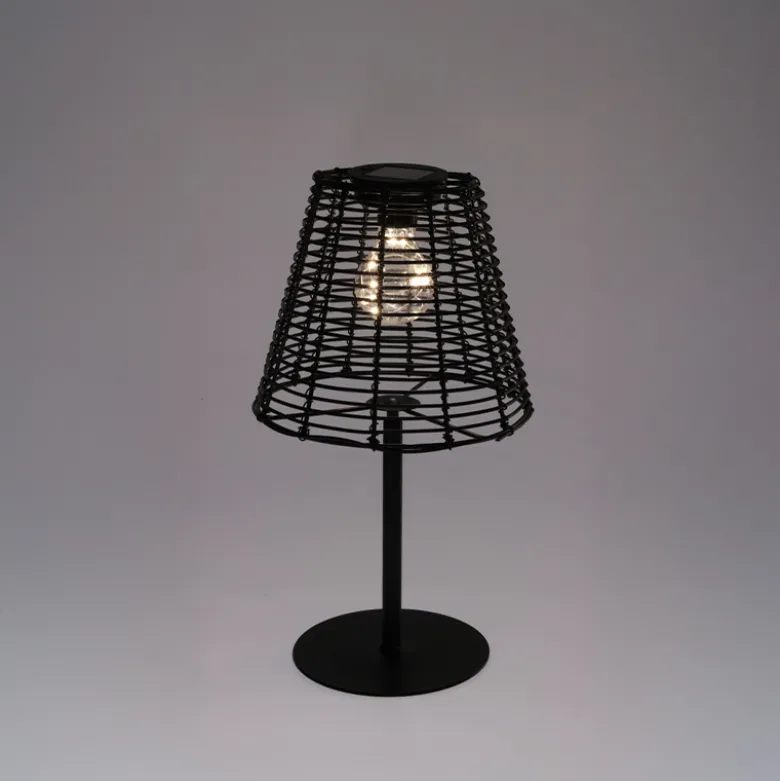 Solcelle bordlampe sort H 33 cm
