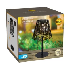Solcelle bordlampe sort H 33 cm