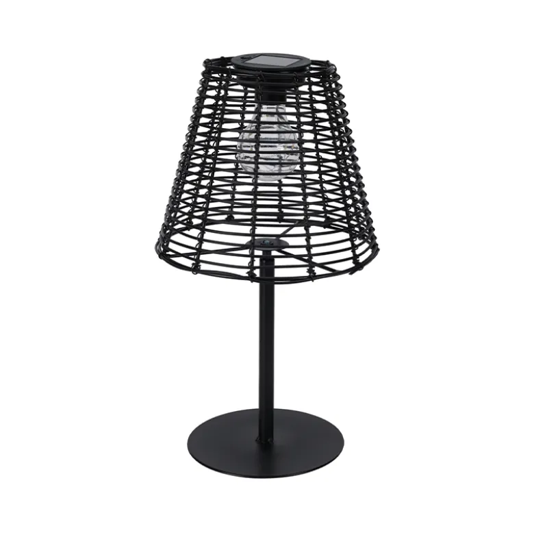 Solcelle bordlampe sort H 33 cm