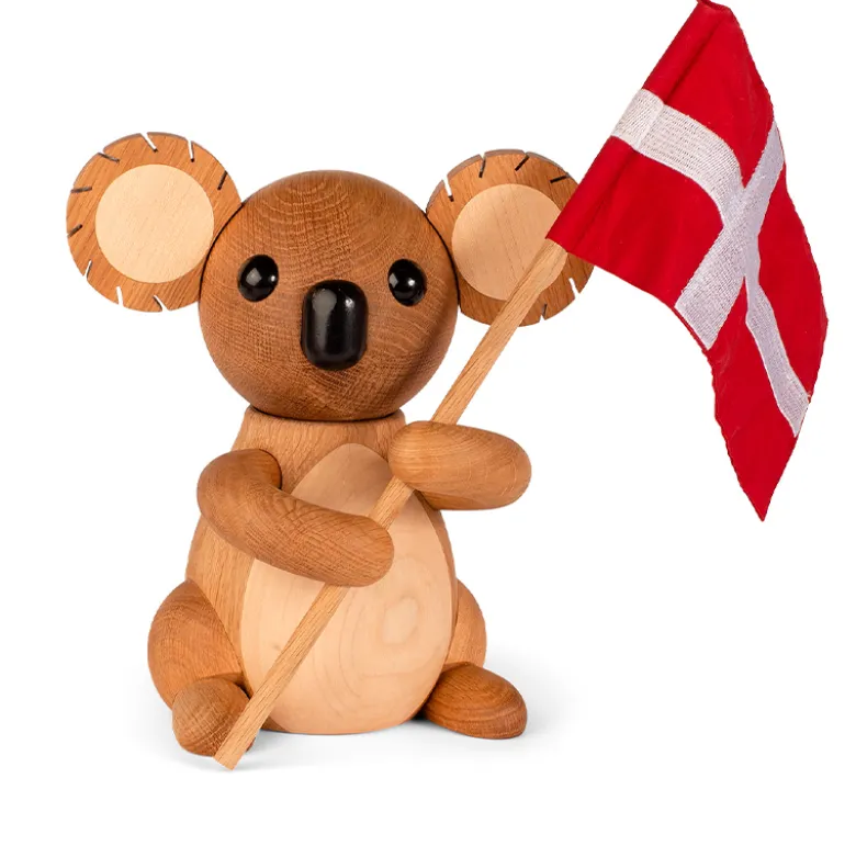 Spring Copenhagen Victoria koala stor med dannebrogsflag H 25 cm