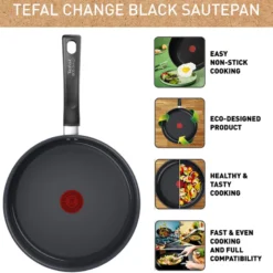 Tefal Change sauterpande sort Ø 24 cm med låg