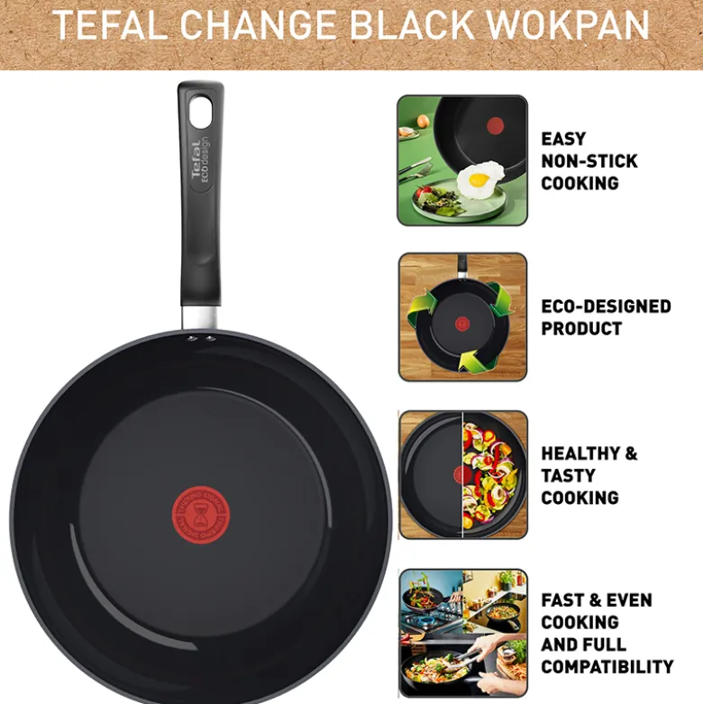 Tefal Change wokpande sort Ø 28 cm