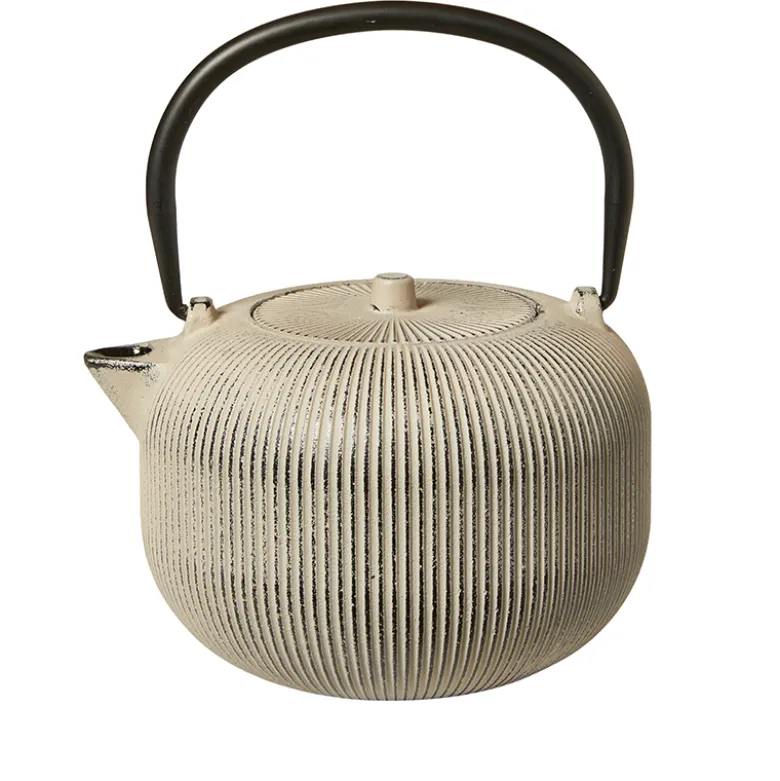 Tekande i støbejern med si beige 1 liter