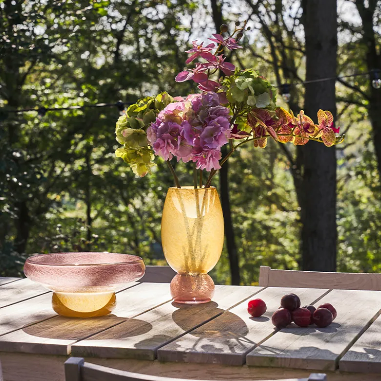 Villa Collection Styles vase rosa/gul glas 16,5 x 30 cm
