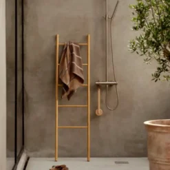 Zone Sauna håndklæde brun/beige/blå 70x140 cm